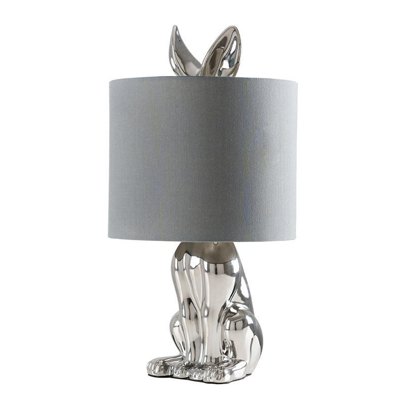 Mixson Ceramic Table Lamp, Silver Base/Grey Shade, Yes
