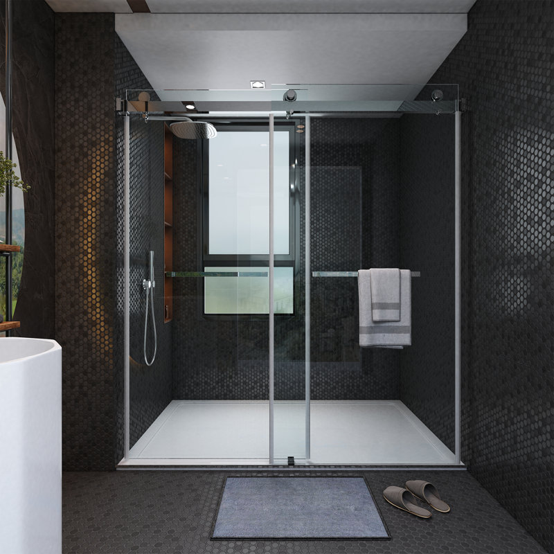 Porte de douche sans cadre l 60 po x H 76 po
