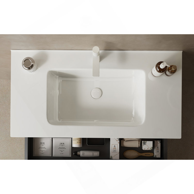 Comptoir de salle de bain 36 po avec lavabo en céramique blanche, sans armoire (90B)