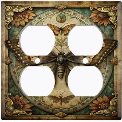 Couvercle de plaque d'interrupteur en métal; Bascule à 4 bandes US standard - portrait de papillon