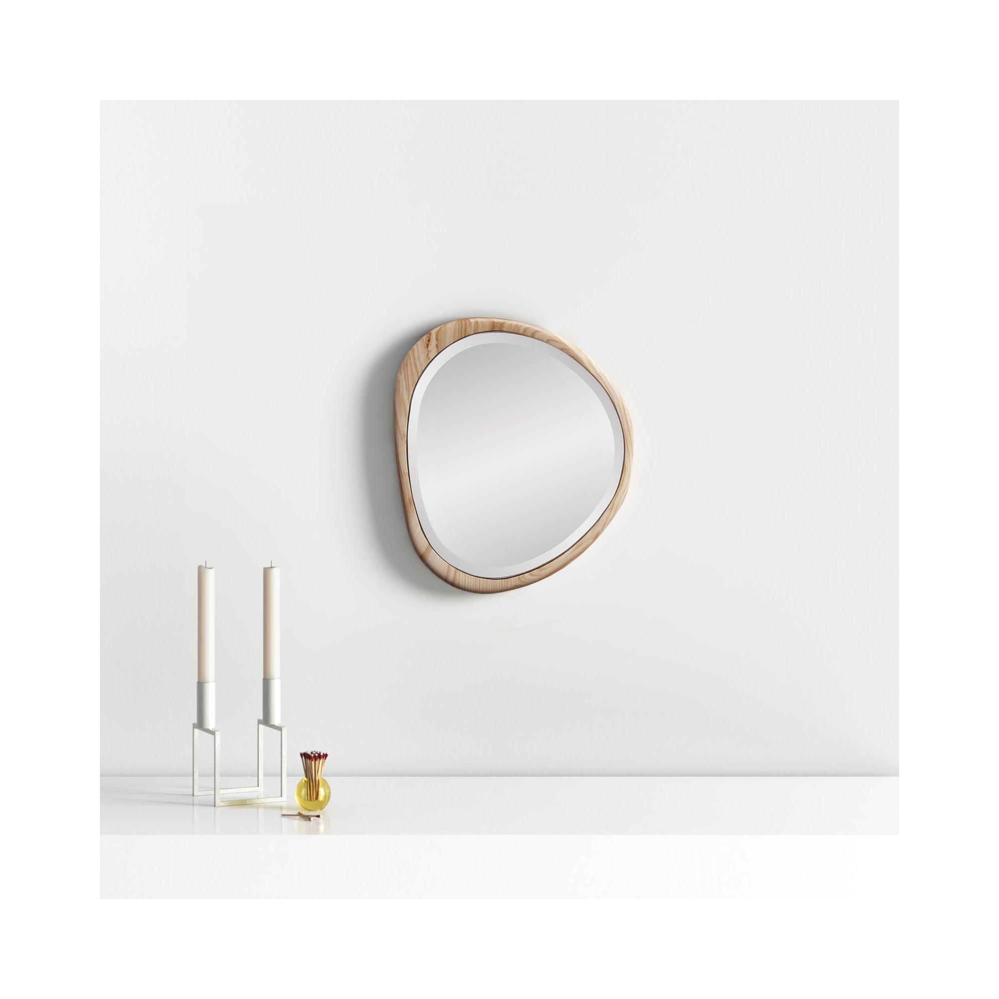 Anthea Solid Wood Asymmetrical Mirror, 19" x 17"