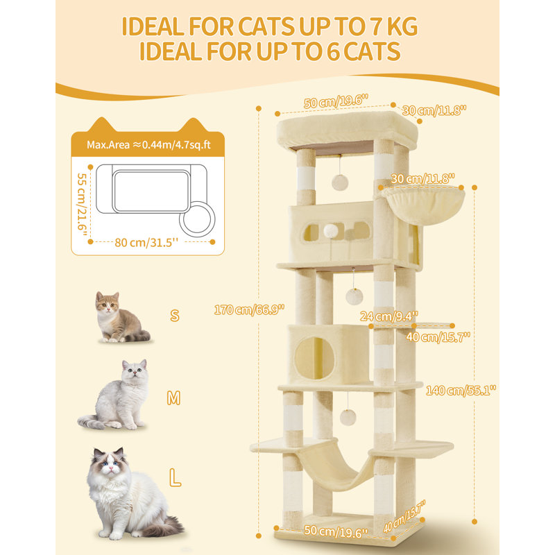 Arbre à chat Batholo, H 66,9 po x l 31,5 po x P 21,6 po, Beige