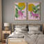 «Tropical Jungle», feuille de bananier, guépard rose, nature, ensemble de 2 impressions sur toile-75851905-75851906