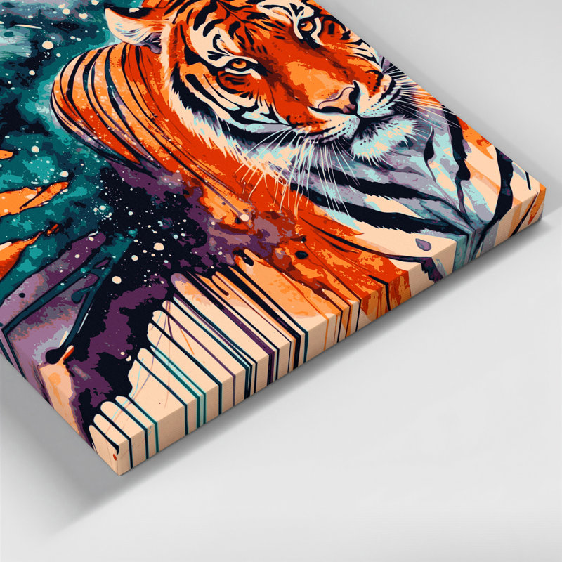 Faune, tigre du Bengale, art mural beige sur toile
