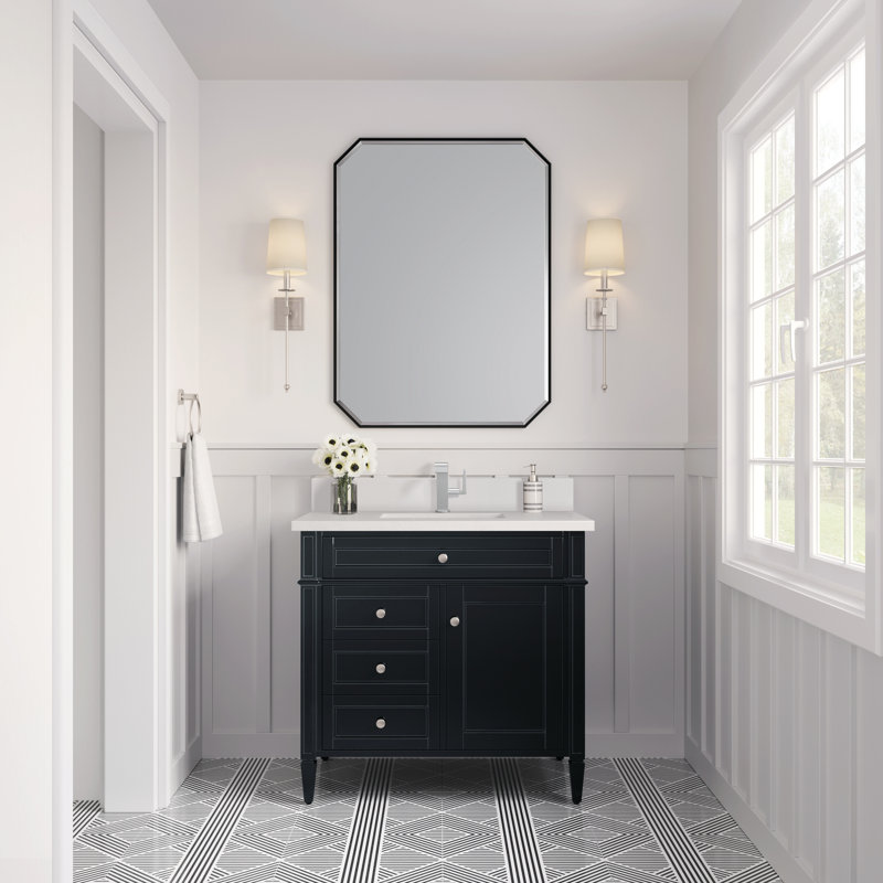 Brittany 36'' W Single Vanity, Black Onyx, White Zeus, Single-Hole