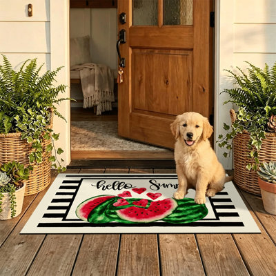  Tapis d'entrée antidérapant pour l'extérieur, 24 po x 36 po, rayé noir été