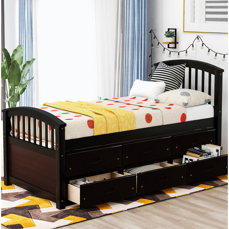 Lit plateforme simple avec rangement, Espresso