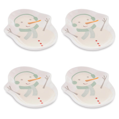 Ensemble de 4 bols en céramique bonhomme de neige des Fêtes