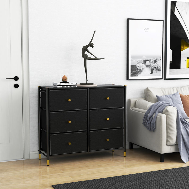 Commode 6 tiroirs 23102, Noir