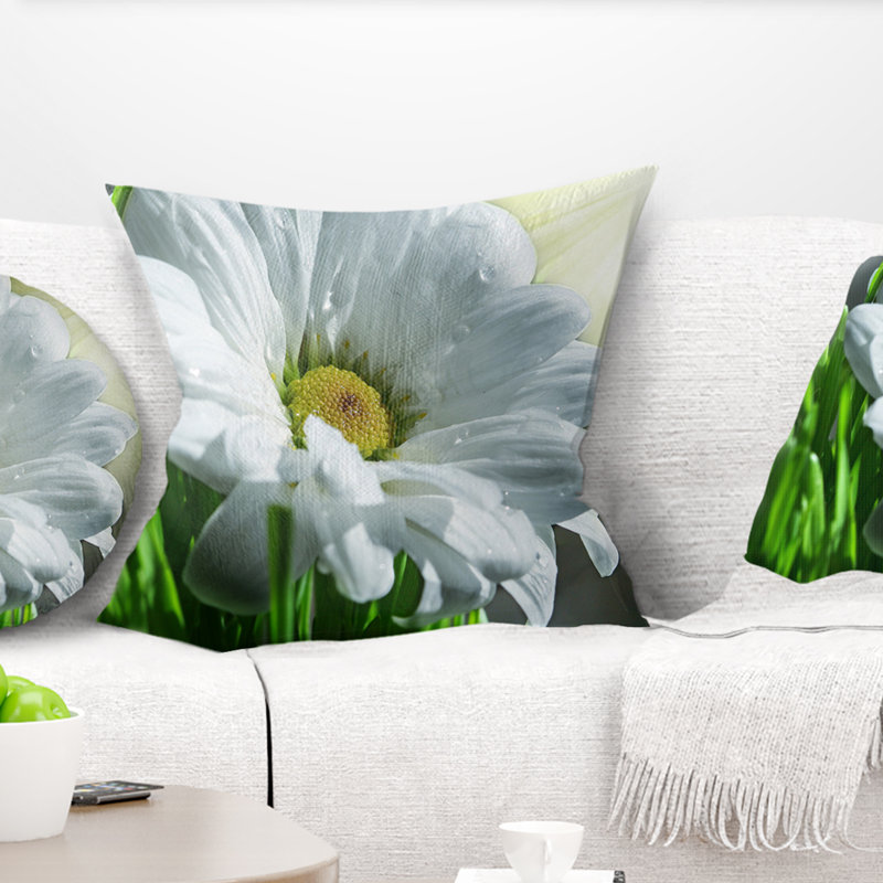 Simple belle fleur de marguerite - coussin à imprimé floral, 16 po x 1 po, Coussin décoratif
