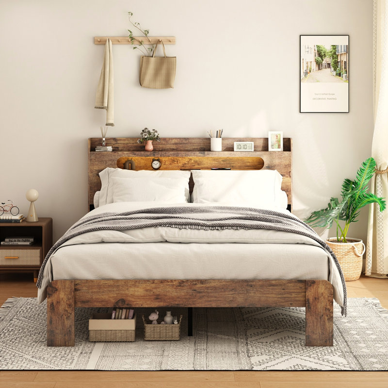 Base de lit plateforme en bois pour grand lit, Grand