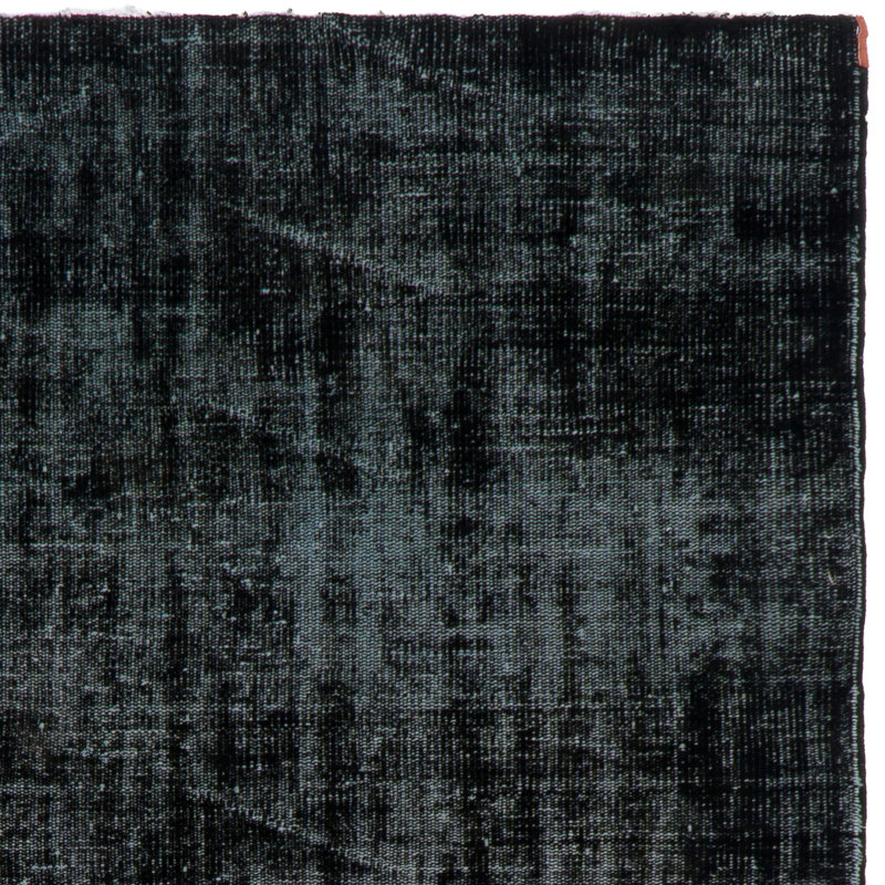 Tapis turc moderne usé de couleur noire 5,3 x 8,3 pi