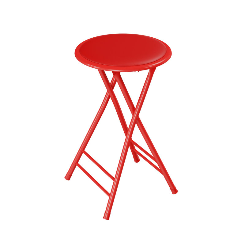 Angulo Folding Stool - Backless 24-Inch Stool with 225lb Capacity for Kitchen or Rec Room - Portable Indoor Counter Bar Stools by Lavish Home (Red)