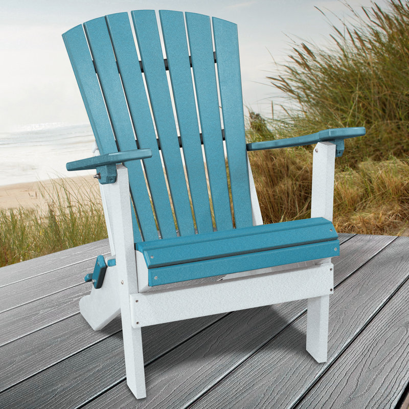 Chaise Adirondack pliante Carla, Bleu Aruba / structure blanche