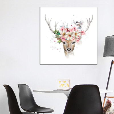 Floral Woodland Deer by Patricia Pinto - Wrapped Canvas Gallery-Wrapped Canvas Giclée