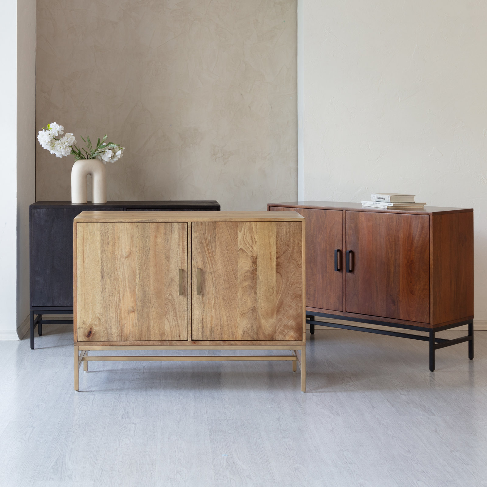 Ivywood Solid Wood Storage Cabinet, Black