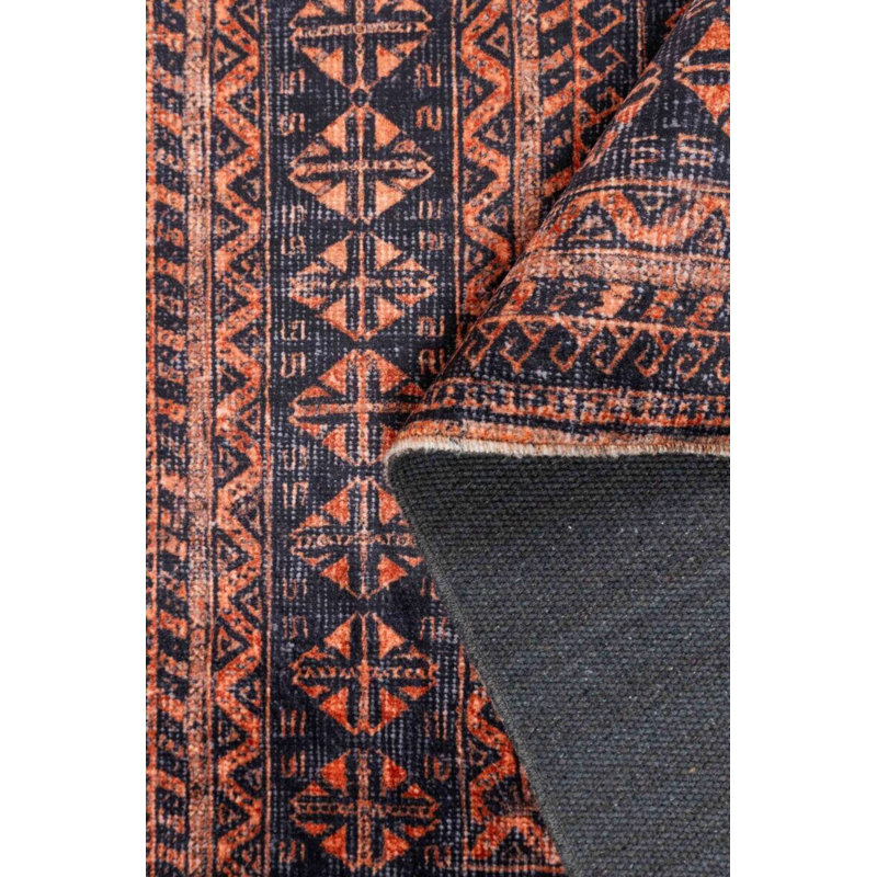 Tapis décoratif brun en polyester tissé à la machine, Rectangle 2 pi 8 po x 5 pi
