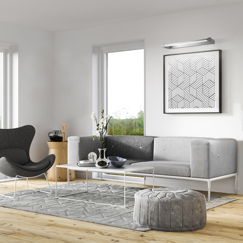Applique murale à DEL 1 lumière Lune, Aluminium brossé, H 1,625 po x l 10 po x P 16,875 po