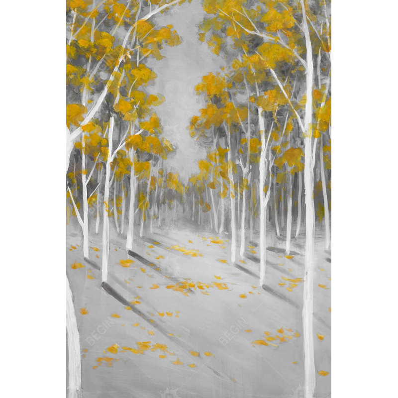 Forêt de bouleaux jaunes, H 36 po x l 24 po
