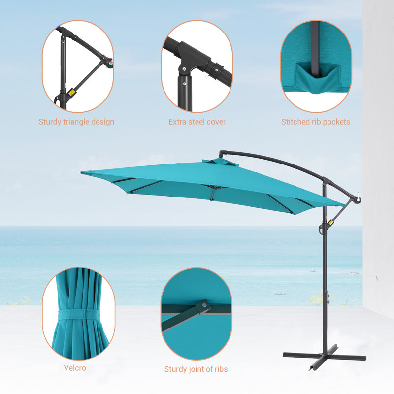 Scarlott 98.3" x 98.3" Square Umbrella, Bleu lac