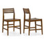 Ensemble de 2 chaises de salle à manger d'intérieur / extérieur en teck brun avec siège et dossier à lattes Blas-669296192