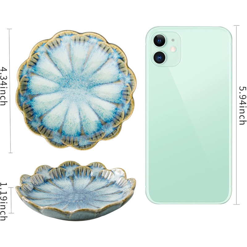 Plat à bijoux Milky Retro Blue Leaf