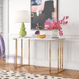 Anya Metal Base Writing Desk with Power Outlet