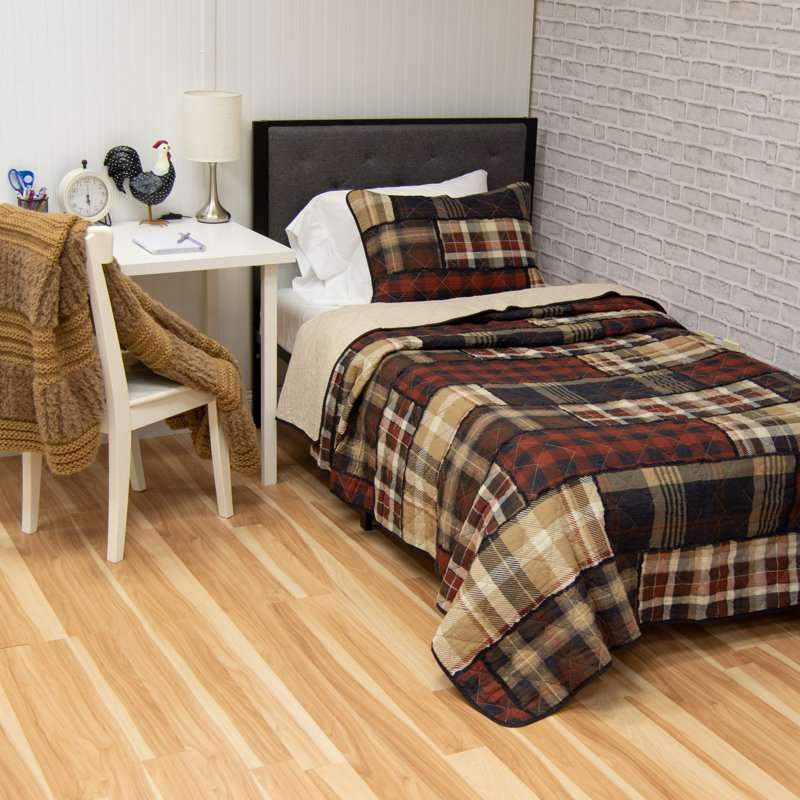 Ensemble de courtepointe en coton DPC, Courtepointe pour lit simple + 1 taie décorative 
