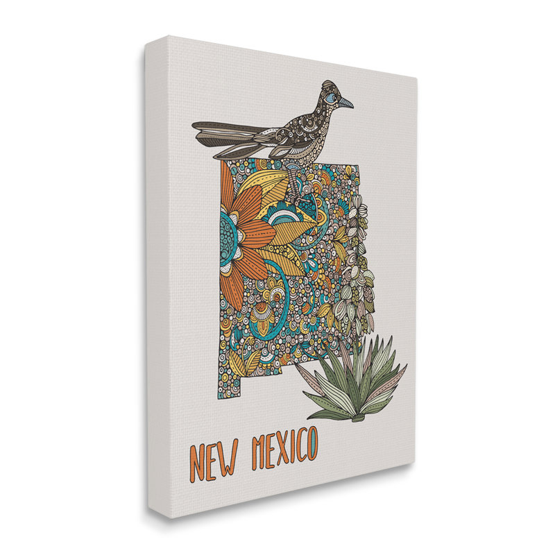 «Yucca Intricate New Mexico and Roadrunner Floral Bird» par Valentina Harper - impression, H 20 po x l 16 po x P 1,5 po