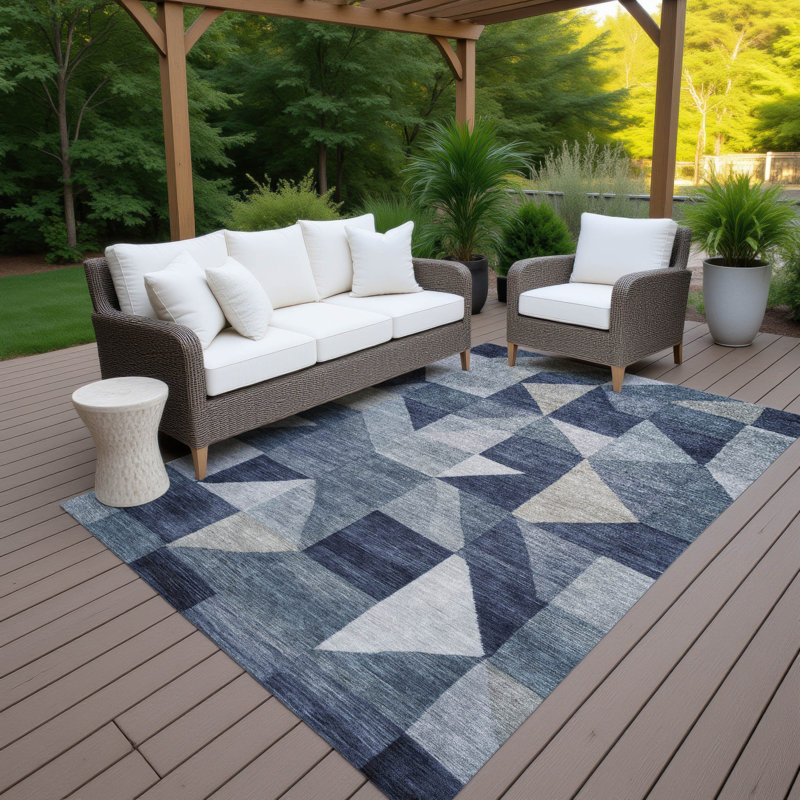 Machine Washable Indoor/Outdoor Kesler ACN2373 Geometric Rug, Rectangle 5' x 7'6"