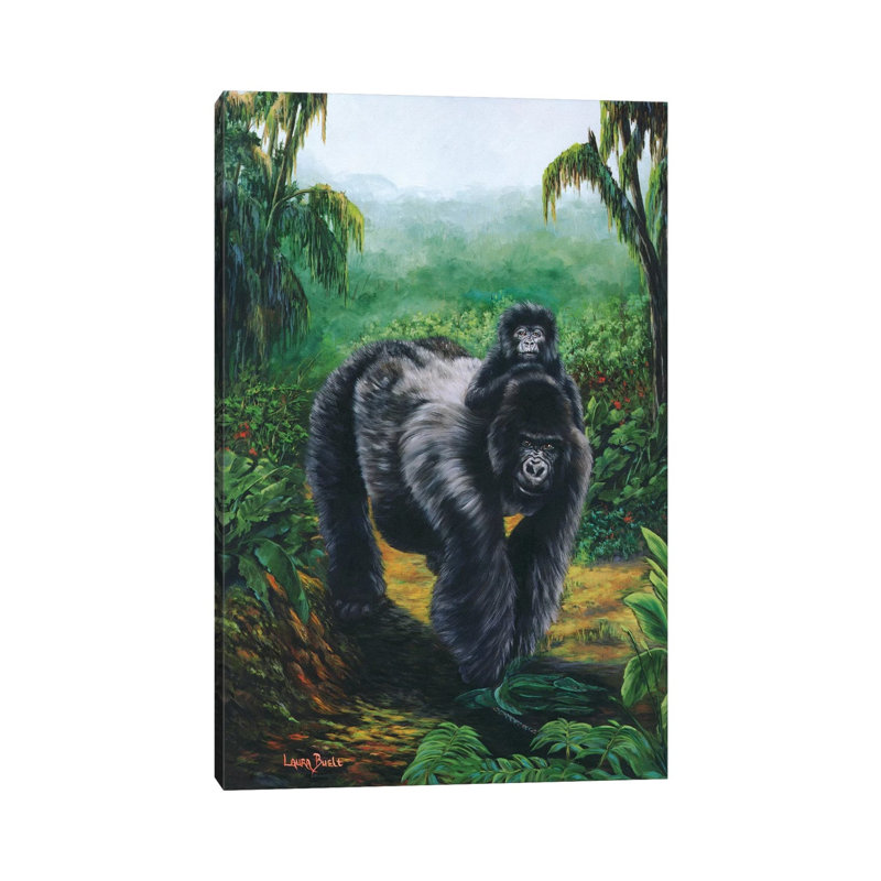 Gorrilla Back Ride by Laura Curtin - Wrapped Canvas Print, 20.32 cm H x 30.48 cm W