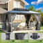 14 pi. L 10 pi. D Pavillon de jardin en métal avec double toit en polyéthylène-117276620-117493886