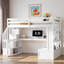 Lit mezzanine avec bureau, tablettes, 2 tiroirs intégrés et escalier de rangement-918865038