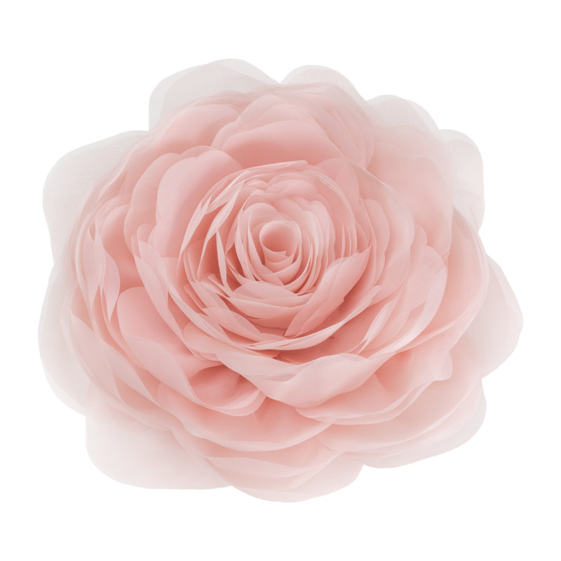 Simulation Rose Flower Throw Pillow Decorative Round Floral Accent Pillow Cover & Insert, 14" x 14", Peach Pink