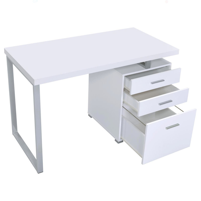 Bureau réversible à 3 tiroirs, Blanc