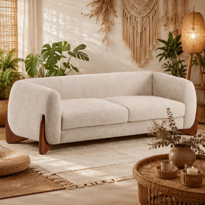 82Inches Boucle Sherpa Sofa -Almond