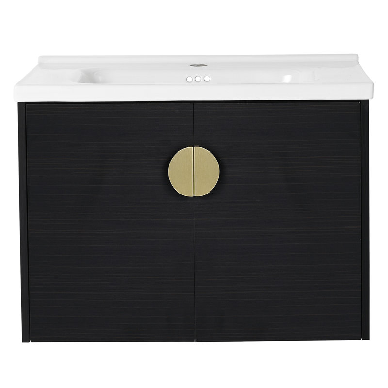 Meuble-lavabo simple mural avec plateau en céramique 23,8 po Kresha