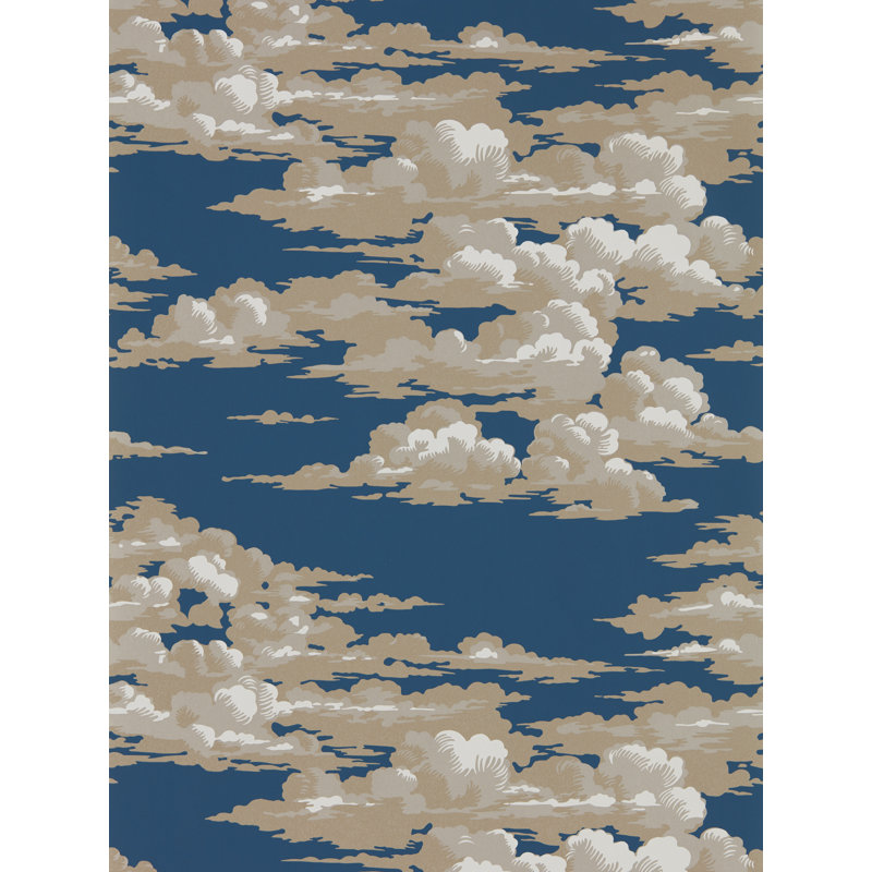 Silvi Clouds 10.05m x 68.6cm Matte Wallpaper Roll, Navy