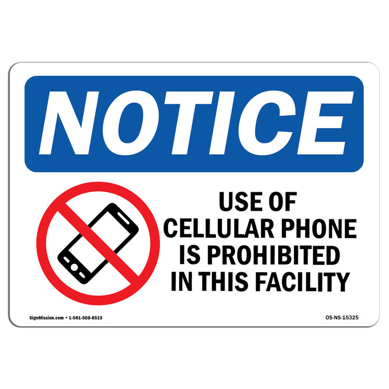 Cellular Phone Is Prohibited This Facility Sign
