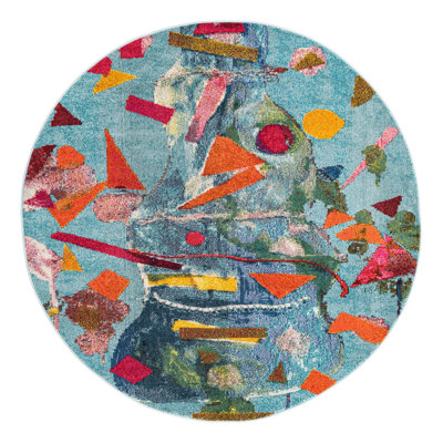 Abstract Blue/Orange Area Rug