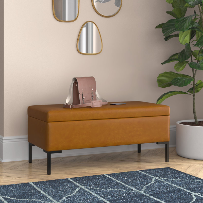 Chandrell Faux Leather Upholstered Storage Bench
