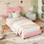 Structure de lit simple pour enfant avec tête de lit tapissier Boucle, plateforme douce à profil bas pour filles et garçons-1138087229