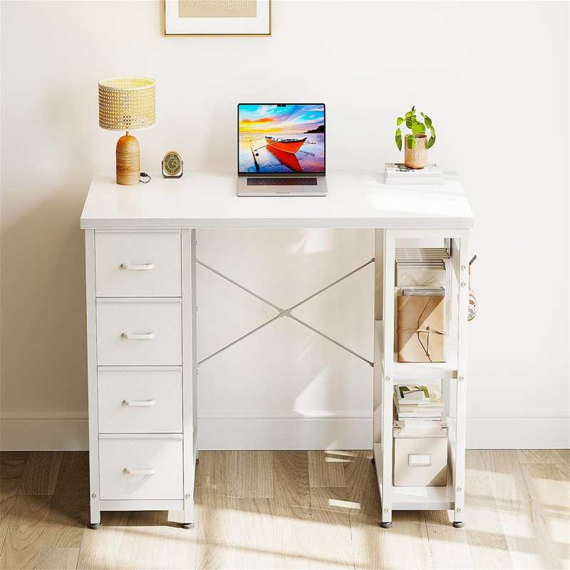 Metal Base Computer Desk, White