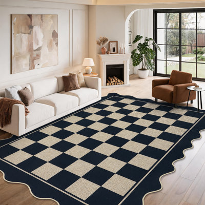 Tapis festonné à carreaux pour l'extérieur 