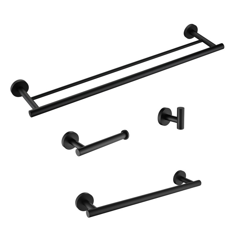Ensemble de quincaillerie de salle de bain, accessoires de salle de bain, acier inoxydable, fixation murale, 4 pièces
