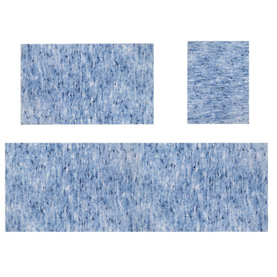 Ensemble de tapis de bain en microfibre de luxe 3 pièces, envers en caoutchouc antidérapant, ultra-absorbant, séchage rapide, tapis de salle de bain en peluche lavables à la machine pour baignoire, lavabo, meuble-lavabo et douche, bleu