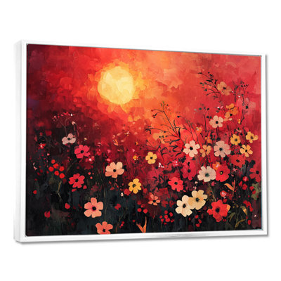 Isabeya Red Sunset Wildflowers Glory III - Art mural fleurs sauvages