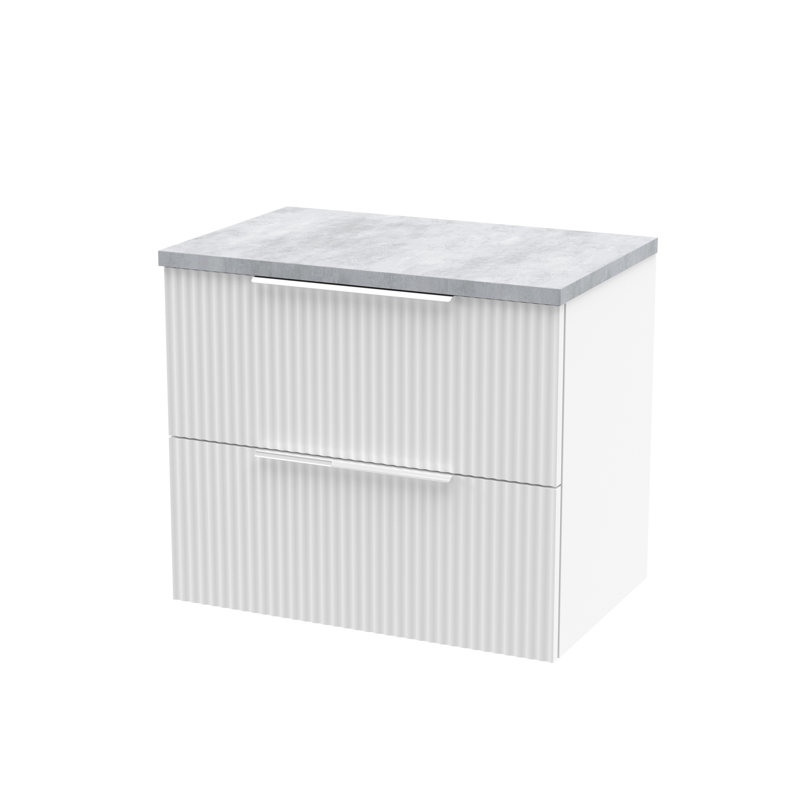 Fluted 60.5 mm Single Double Bathroom Vanity Base, Satin White