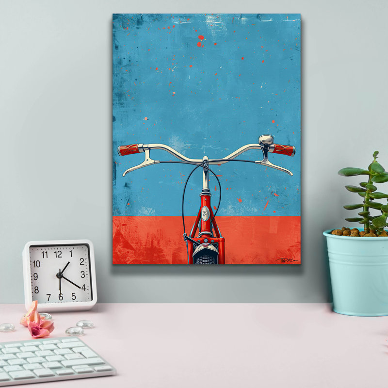 «Epic Graffiti», art mural bleu sur toile rouge par Momart, 26 po x 30 po, H 16 po x l 12 po x P 0,75 po