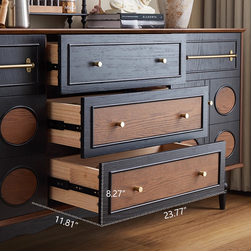 Black&Walnut Solid Wood Sideboard